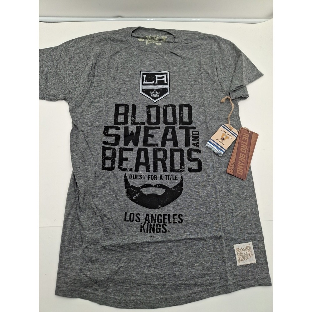 Los Angeles Kings Retro Brand Gray - Blood Sweat & Beards - T-Shirt, XL, New